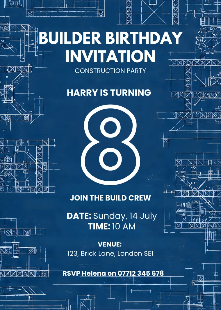 Builder birthday invitation